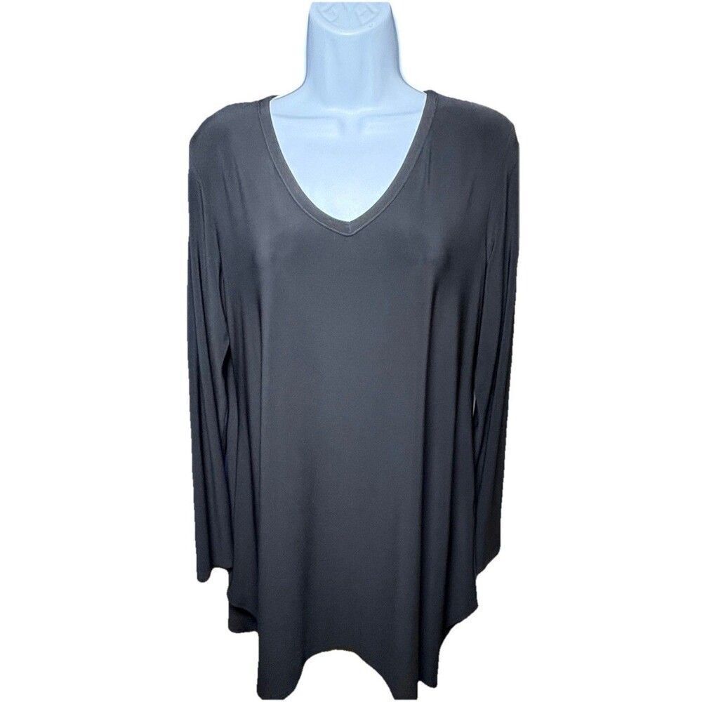 Joseph Ribkoff V-Neck Tunic Women’s Size 12 Black Long Sleeve Lagenlook